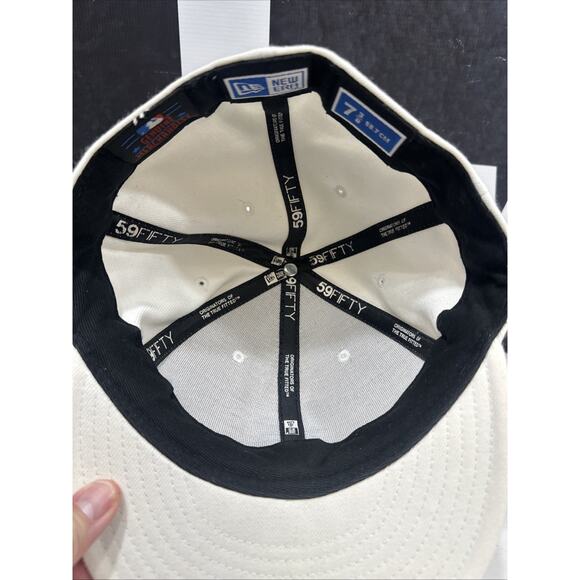 New Era Fitted 59 Fifty Nine Boston Red Sox Off White Baseball Hat Cap 7 3/8 - Picture 8 of 8